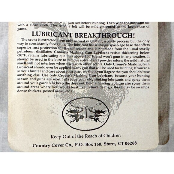 NEW IN BOX Crouse's Odor Masking Gun Lubricant- Pine Cover Scent Hunting 1.25 oz - Picture 8 of 8